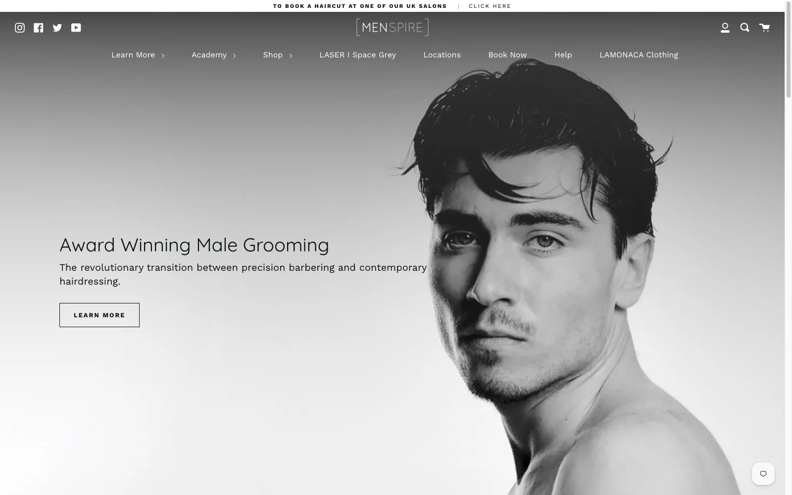 The Menspire commerce website.