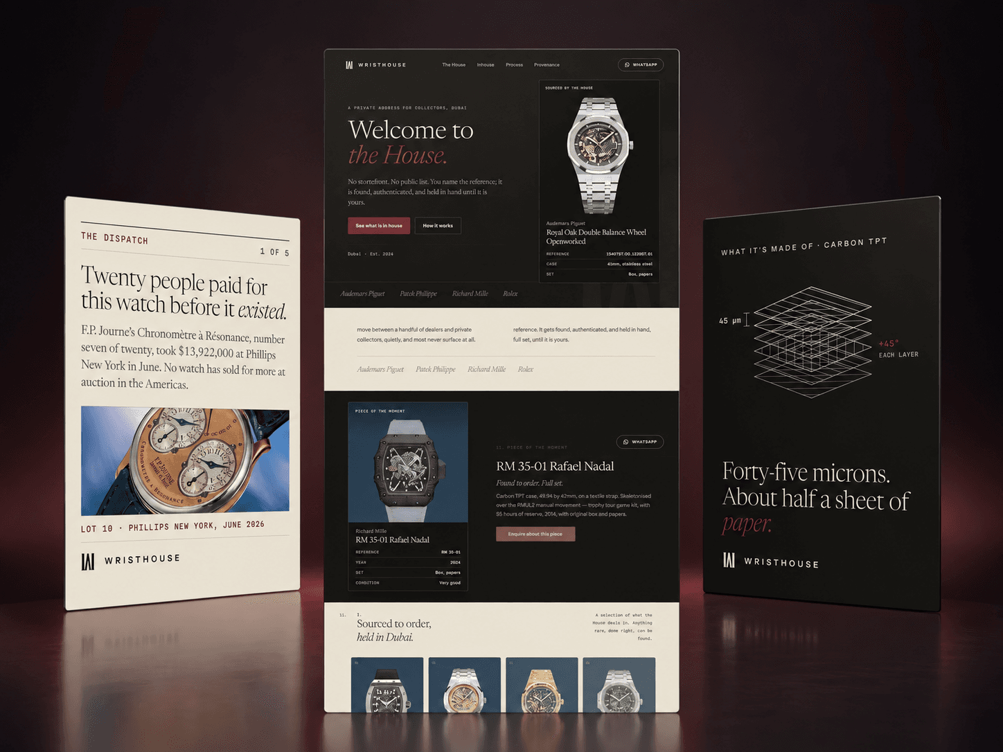 The Wristhouse website and editorial dispatches presented as a collector's archive.